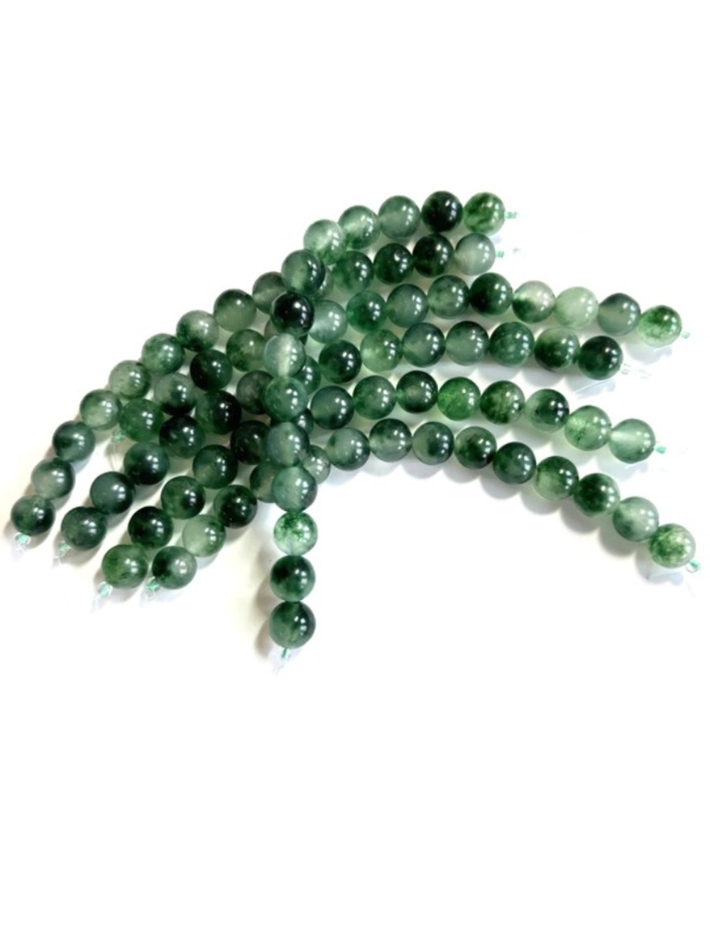As Low As $2 8mm Variegated Green Jade Round Beads (14)